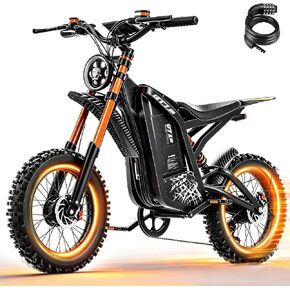 ASKGO Electric Bike for Adults, 60V 30Ah Battery, 5500W Peak Motor, 100 Miles Range & 40MPH, 16" Fat Tire All-Terrain E-Bike with Full Suspension, NFC Smart Unlock, Electric Dirt Bike in Kuwait