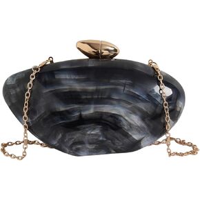 QWINEE Women's Shell Clutch Purse Seashell Evening Handbag Cocktail Wedding Purse Marble Clutch with Chain Strap in Saudi Arabia