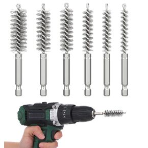 6 Pcs Wire Brush for Drill, Stainless Steel Bore Brush for Drill Attachment with 1/4" Hex Shank, 8-19mm Sizes for Rust & Pipe Cleaning in Kuwait