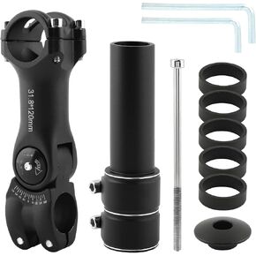 2 Pcs Adjustable Bike Stem Riser, 100 mm 60° Handlebar Extender for 31.8 mm Handlebars and 28.6 mm Fork Stems, Bicycle Stem Adapter for Mountain Bikes, Road Bikes, and E-Bikes, Includes 2 Wrenches in Saudi Arabia