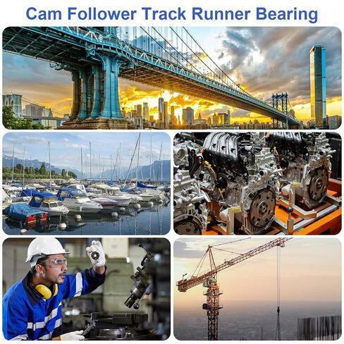 uxcell CF5 Cam Follower KR13 محمل أسطواني إبرة، محامل مسار فولاذية من الكروم، قطر الأسطوانة 13 مم، نوع مسمار ذكر M5x0.8 مم لسكة توجيه أداة الآلة in Kuwait