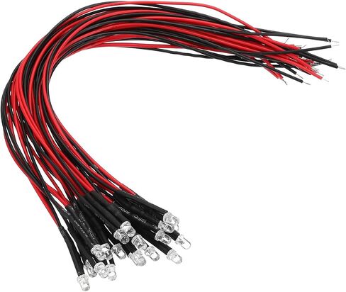 3V LED Light Diodes 8"- 20 Pcs Emitting Diode Lights DIP 3mm Prewired Pre-soldered LED Kit with Wire for RC Home, Science Experiment & DIY Lighting Projects, Mixed in Kuwait