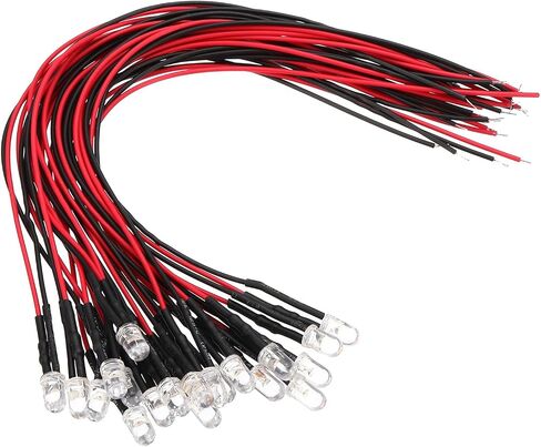 3V LED Light Diodes 8"- 20 Pcs Emitting Diode Lights DIP 3mm Prewired Pre-soldered LED Kit with Wire for RC Home, Science Experiment & DIY Lighting Projects, Mixed in Kuwait