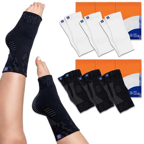 حزمة من 6 جوارب ضاغطة من NanoSocks - بدون أصابع (صغير، 3 أزواج أسود + 3 أزواج أبيض) in Kuwait