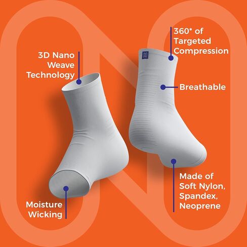 حزمة من 6 جوارب ضاغطة من NanoSocks - بدون أصابع (صغير، 3 أزواج أسود + 3 أزواج أبيض) in Kuwait