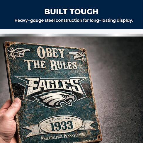 Party Animal NFL Football Embossed Metal Vintage Wall Décor, Heavy Duty Metal Wall Art for Bedroom, Office, or Fan Cave, 14.5" x 11.5" in Kuwait