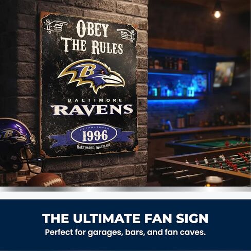 Party Animal NFL Football Embossed Metal Vintage Wall Décor, Heavy Duty Metal Wall Art for Bedroom, Office, or Fan Cave, 14.5" x 11.5" in Kuwait