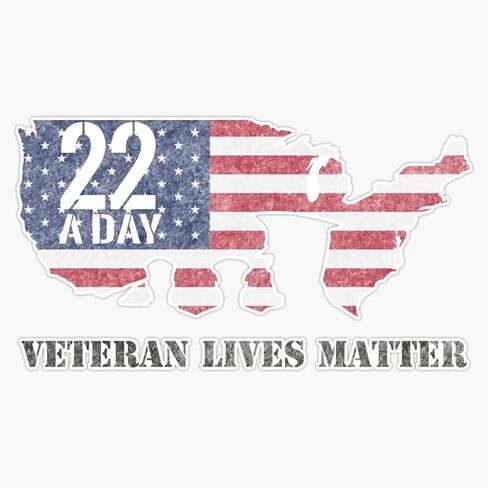 HOF Trading 22 Veterans A Day Military Veteran PTSD Awareness Gift Vinyl Sticker Waterproof Decal Laptop Wall Window Bumper Sticker 5" in Kuwait