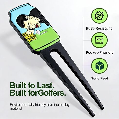 Golf Divot Repair Tool with Magnetic Ball Marker, Portable Metal Pitch Mark Repair Tool with Clip, Funny Golf Accessories Gift Box Set for Men Golfers | Golf Divot Tool Set with Magnetic Ball Marker with funny in Kuwait