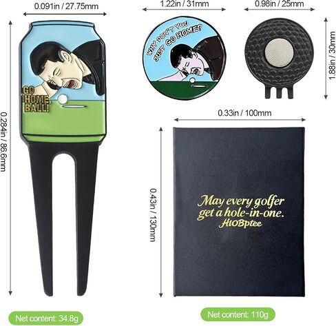 Golf Divot Repair Tool with Magnetic Ball Marker, Portable Metal Pitch Mark Repair Tool with Clip, Funny Golf Accessories Gift Box Set for Men Golfers | Golf Divot Tool Set with Magnetic Ball Marker with funny in Kuwait