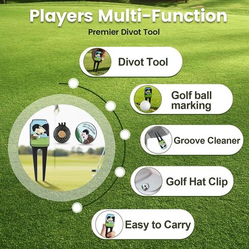 Golf Divot Repair Tool with Magnetic Ball Marker, Portable Metal Pitch Mark Repair Tool with Clip, Funny Golf Accessories Gift Box Set for Men Golfers | Golf Divot Tool Set with Magnetic Ball Marker with funny in Kuwait