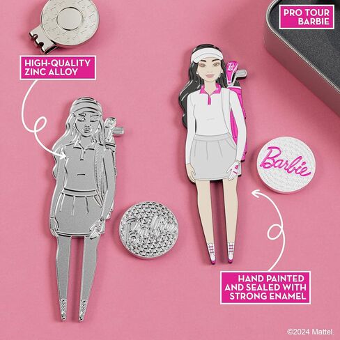 Barbie Pro Tour Barbie Golf Divot Tool and Ball Marker – Magnetic Collectible Golf Gift Set with Hat Clip & Tin for Golfers, Golf Accessories for Women in Kuwait