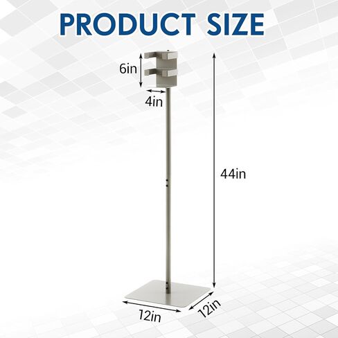 Zonon Hand Sanitizer Gym Wipes Dispenser Stand, 44 Inch Freestanding Iron Heavy Duty Wipes Floor Stand, Fits 4-1/4" Containers, for Fitness Gym Club, Office, Commercial, Retail Store, Silver in Kuwait