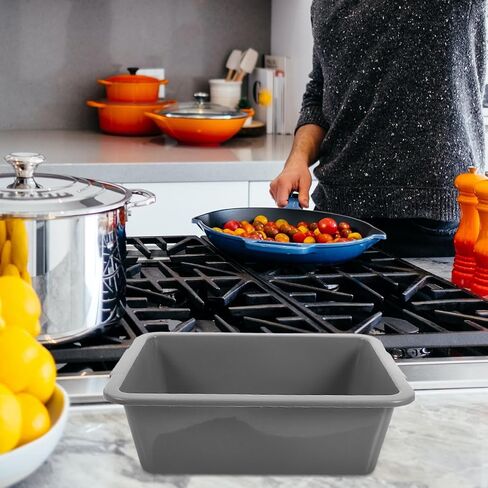 SOLUSTRE Multipurpose Rectangular Plastic Dish Tub 11.22X8.03X3.54In Lightweight Commercial Bus Tub for Restaurant Dishware Storage and Easy Cleaning in Kuwait