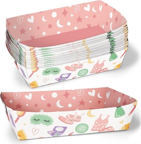 Big Dot of Happiness Pajama Slumber Party Paper Food Trays, Disposable Food Boats for Kids Birthday, Picnic, BBQ, Double-Sided Paper Food Holders for Nachos, Hot Dogs, French Fries - 12 Ct in Kuwait