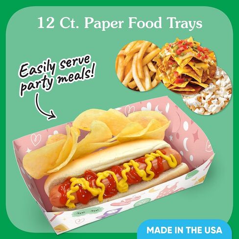 Big Dot of Happiness Pajama Slumber Party Paper Food Trays, Disposable Food Boats for Kids Birthday, Picnic, BBQ, Double-Sided Paper Food Holders for Nachos, Hot Dogs, French Fries - 12 Ct in Kuwait