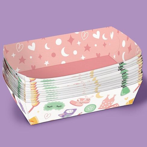 Big Dot of Happiness Pajama Slumber Party Paper Food Trays, Disposable Food Boats for Kids Birthday, Picnic, BBQ, Double-Sided Paper Food Holders for Nachos, Hot Dogs, French Fries - 12 Ct in Kuwait