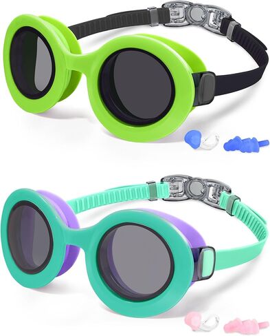 Keary 2 Pack Kids Swim Goggles for 6-16 Clip On UV Protection Anti Fog Pool Water Swimming Goggles for Boys Girls Youth in Kuwait