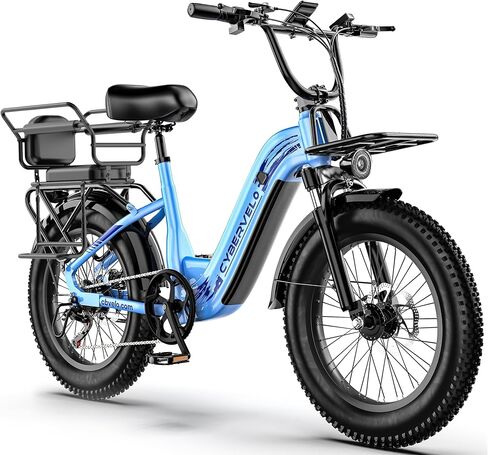 دراجة كهربائية Cybervelo بقوة 1500 واط للبالغين والمراهقين، بطارية قابلة للإزالة 48 فولت 20 أمبير في الساعة من خلال الدراجة الإلكترونية، 30+ ميل في الساعة، نطاق أقصى 80 ميل، دراجات كهربائية للبالغين بإطار سميك 20 بوصة لـ 7 سرعات in Kuwait