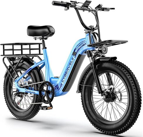 دراجة كهربائية Cybervelo بقوة 1500 واط للبالغين والمراهقين، بطارية قابلة للإزالة 48 فولت 20 أمبير في الساعة من خلال الدراجة الإلكترونية، 30+ ميل في الساعة، نطاق أقصى 80 ميل، دراجات كهربائية للبالغين بإطار سميك 20 بوصة لـ 7 سرعات in Kuwait