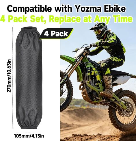 4 Pack Shock Absorber Cover Compatible with Yozma eBike, Waterproof Nylon Sleeve, 10.62in, Black Shock Cover for Ebike in Kuwait
