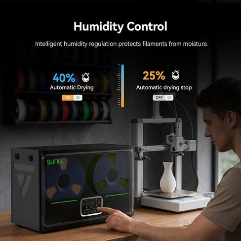 مجفف خيوط Sunlu S4 Pro، تحكم مستقل في درجة الحرارة بغرفة مزدوجة، تسخين سريع 380 وات إلى 85 درجة مئوية، 4 بكرات مجفف طابعة ثلاثية الأبعاد مع مجموعات تخزين الشعيرات، متوافق مع PLA PETG ABS TPU PA إلخ. in Kuwait