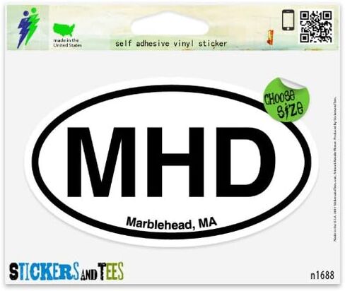 ملصق نافذة السيارة من الفينيل البيضاوي MHD Marblehead MA مقاس 3 بوصة × 2 بوصة in Kuwait