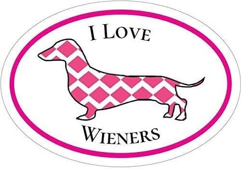 ملصق Dachshund - ملصق من الفينيل باللون الوردي I Love Wieners in Kuwait