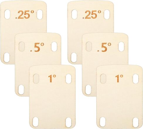 6Pcs Guitar Neck Shims, Solid Maple Wood Guitar Neck Shim Protection Precision Shim 0.25°, 0.50°, 1.00°Degree Wood Gasket Necks Plate Tool for Guitars and Bass Bolt in Kuwait