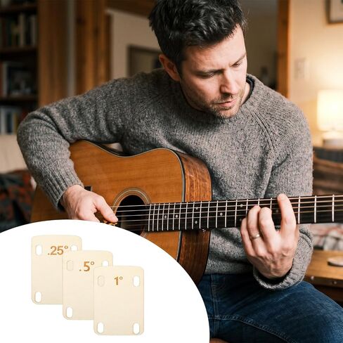 6Pcs Guitar Neck Shims, Solid Maple Wood Guitar Neck Shim Protection Precision Shim 0.25°, 0.50°, 1.00°Degree Wood Gasket Necks Plate Tool for Guitars and Bass Bolt in Kuwait