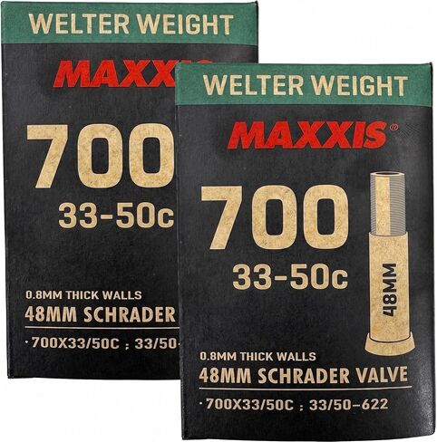 Maxxis 700 x 33-50 Heavy Duty Bike Tube | Schrader Valve | Puncture Resistant | 130g Gravel Bicycle Inner Tube - 2 Pack in Kuwait