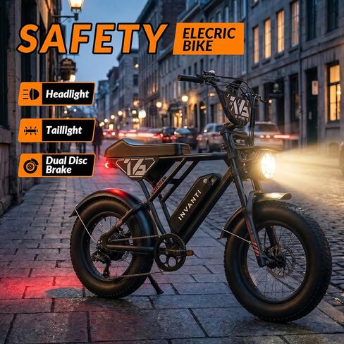 INVANTI EB16 Electric Bike for Adults, Electric Dirt Bike 1500W Peak Motor,70 Miles 28MPH E-Bike with 48V 15.6AH Removable Battery, 20" All-Terrain Fat Tire EBike with 7 Speeds Full Suspension in Kuwait