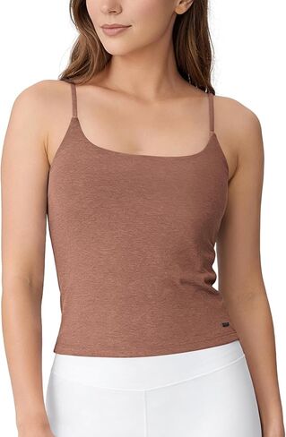 ODODOS Women's Performance Crop Cami Tank with Built-in Bra - Ultra Soft odSTRATUM Tech Spaghetti Straps Yoga Sports Bra in Kuwait