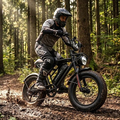 INVANTI EB16 Electric Bike for Adults, Electric Dirt Bike 1500W Peak Motor,70 Miles 28MPH E-Bike with 48V 15.6AH Removable Battery, 20" All-Terrain Fat Tire EBike with 7 Speeds Full Suspension in Kuwait