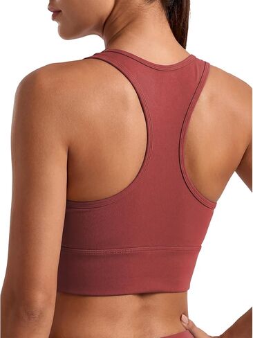 Longline Racerback Sports Bra with Sewn in Pads, U Neck Workout Crop Tank Top for Women, Medium Support Yoga Bra in Kuwait
