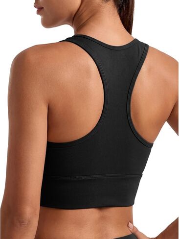 Longline Racerback Sports Bra with Sewn in Pads, U Neck Workout Crop Tank Top for Women, Medium Support Yoga Bra in Kuwait