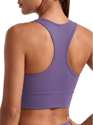 Longline Racerback Sports Bra with Sewn in Pads, U Neck Workout Crop Tank Top for Women, Medium Support Yoga Bra in Kuwait