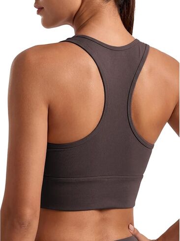 Longline Racerback Sports Bra with Sewn in Pads, U Neck Workout Crop Tank Top for Women, Medium Support Yoga Bra in Kuwait