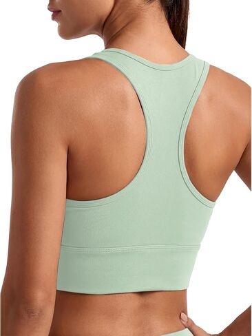 Longline Racerback Sports Bra with Sewn in Pads, U Neck Workout Crop Tank Top for Women, Medium Support Yoga Bra in Kuwait
