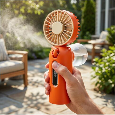 Weljoy مروحة رذاذ محمولة تنفخ الهواء البارد، خزان مياه 115 مل، تقنية تبريد IceMask، بطارية 4000 مللي أمبير في الساعة 15 ساعة، مروحة محمولة للشاطئ، المهرجانات الموسيقية، المتنزهات الترفيهية، الرياضة، الأحداث الخارجية، السفر، هدية الصيف in Kuwait