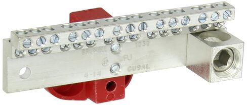 NSI 1030MB Neutral Bar with Mounting Base and Neutral Assembly, 225 Amp, (30) 4-14 AWG Wire Range, 600VAC Voltage, 350 MCM - 6 Lug Size, 2.250" Width, 2.750" Height, 5.385" Length in Kuwait