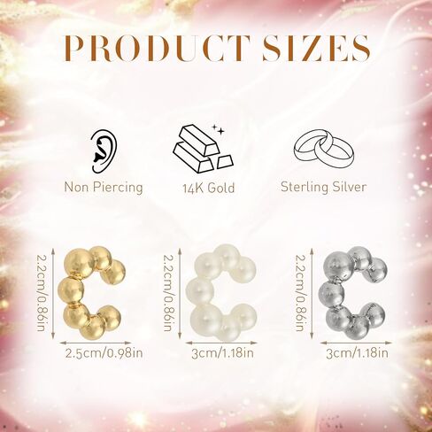 4PCS Chunky Ear Cuffs Non Piercing for Women - 14K Chunky Gold Earrings, Fake Earrings Aretes de Mujer, Hoop Ear Clips Jewelry, Cubic Zirconia Earring Cuff for Women Jewelry Gift, Fashion Accessories in Saudi Arabia