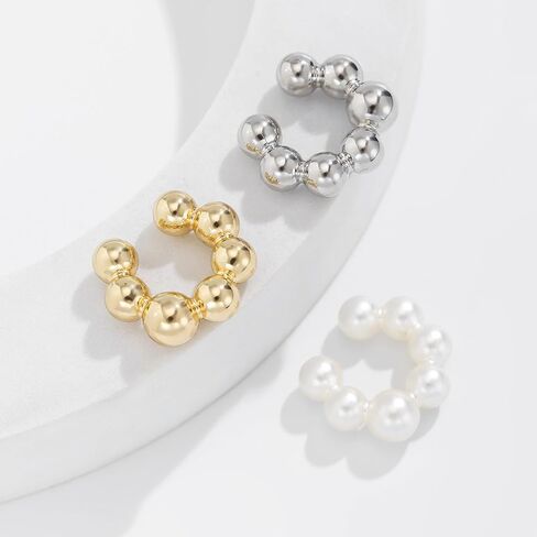 4PCS Chunky Ear Cuffs Non Piercing for Women - 14K Chunky Gold Earrings, Fake Earrings Aretes de Mujer, Hoop Ear Clips Jewelry, Cubic Zirconia Earring Cuff for Women Jewelry Gift, Fashion Accessories in Saudi Arabia