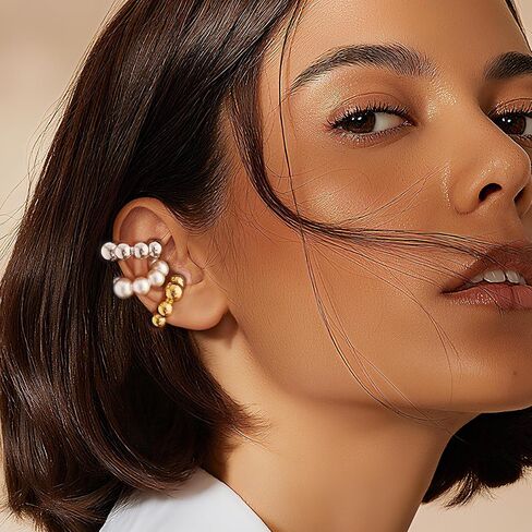 4PCS Chunky Ear Cuffs Non Piercing for Women - 14K Chunky Gold Earrings, Fake Earrings Aretes de Mujer, Hoop Ear Clips Jewelry, Cubic Zirconia Earring Cuff for Women Jewelry Gift, Fashion Accessories in Saudi Arabia