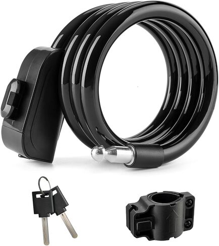 ROCKBROS Bike Cable Lock with Keys 3.6ft Anti-Theft Bicycle Lock with Mount 0.45inch Thickened Steel Cable One-Touch Quick Lock for Bike Ebike Scooter Motorcycle in Kuwait
