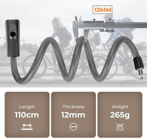 ROCKBROS Bike Cable Lock with Keys 3.6ft Anti-Theft Bicycle Lock with Mount 0.45inch Thickened Steel Cable One-Touch Quick Lock for Bike Ebike Scooter Motorcycle in Kuwait