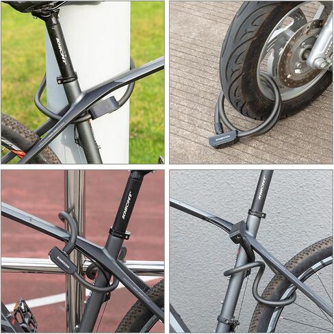 ROCKBROS Bike Cable Lock with Keys 3.6ft Anti-Theft Bicycle Lock with Mount 0.45inch Thickened Steel Cable One-Touch Quick Lock for Bike Ebike Scooter Motorcycle in Kuwait