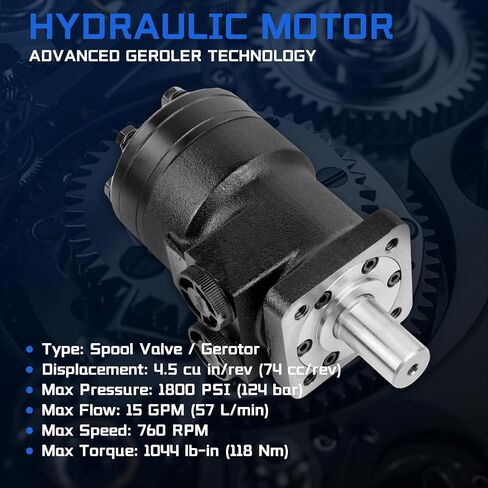 101-1002 101-1002-009 Hydraulic Motor Replacement for Char-Lynn Eaton H Series, 4.5 cu in/rev Displacement 1 Inch Straight Shaft 4-Bolt Mount 760 RPM 1800 PSI in Kuwait