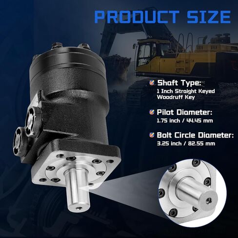 101-1002 101-1002-009 Hydraulic Motor Replacement for Char-Lynn Eaton H Series, 4.5 cu in/rev Displacement 1 Inch Straight Shaft 4-Bolt Mount 760 RPM 1800 PSI in Kuwait