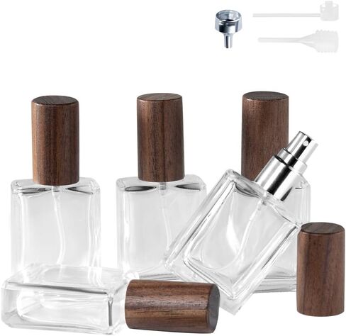 Cryslora Perfume Atomizer, Glass Perfume Container,Travel Bottle Refillable, Empty Portable Leakproof Frangrance Spray Bottle (Beech 5pcs 15ml/0.5oz) in Kuwait